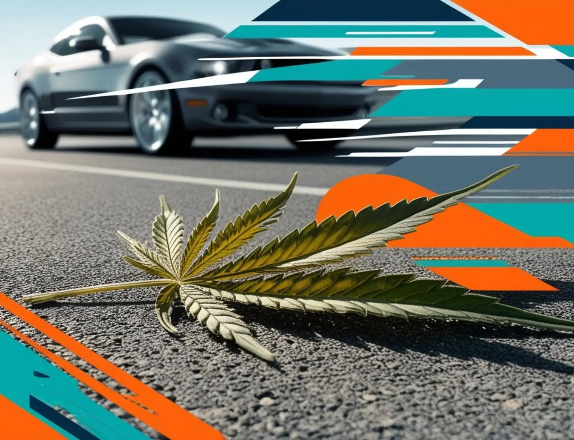 „Pop-Art Stil Illustration eines Fahrzeugs mit verblassenden Blättern, symbolisch für MPU wegen Cannabis.“